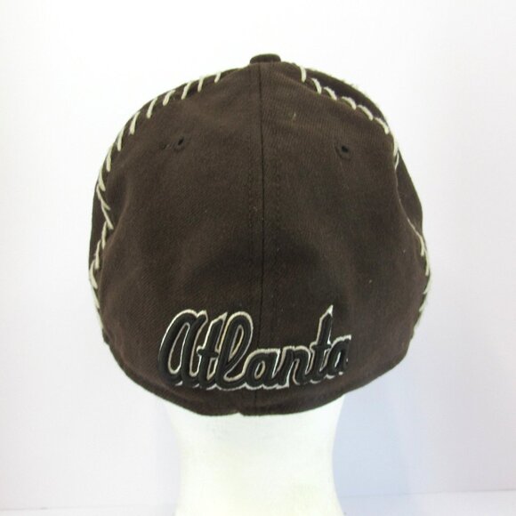 Small Embroidered a Atlanta Braves Brown New Era Men's Wide Stitch Cap Hat - Picture 6 of 11